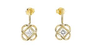 .75 ct. t.w. Lab-Grown Diamond Celtic Knot Drop Earrings in 18kt Gold Over Sterling
