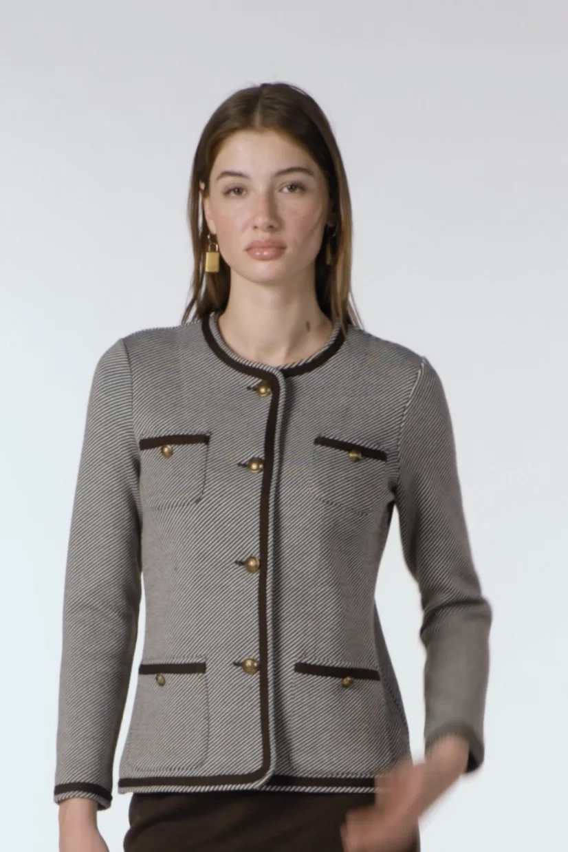 Herringbone Jacquard Knit Jacket java | Naulover