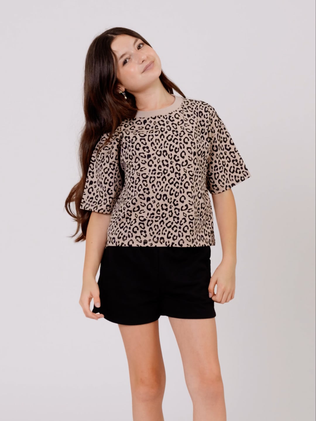 חולצת טישירט קרופ LEOPARD