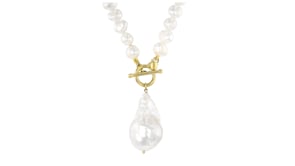 5-15mm Cultured Baroque Pearl Toggle Necklace in 18kt Gold Over Sterling