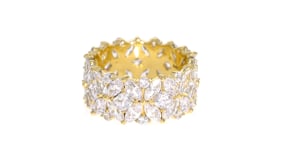 7.30 ct. t.w. Multi-Cut CZ Floral Eternity Band in 18kt Gold Over Sterling