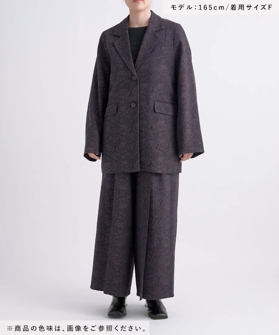 WEB先行予約 SET UP対応 LADIES】VINTAGEジャガードワイドパンツ
