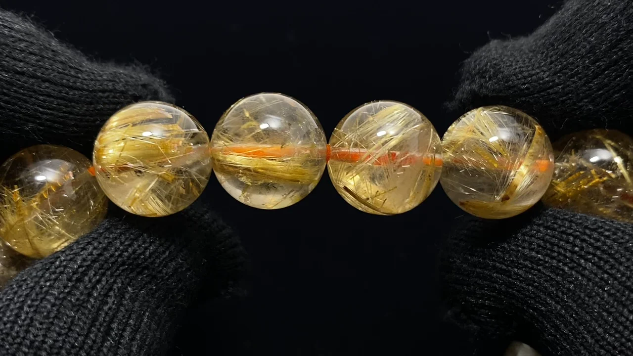 ルチルクォーツ AAA ラウンド13mm 1連(ブレスレット) NO.125【1点もの 