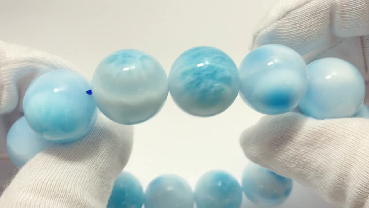 動画】【1点もの】ラリマーAAA ラウンド17mm 1連(ブレス) NO.504