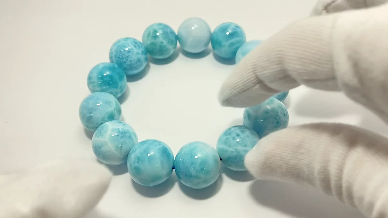 動画】【1点もの】ラリマーAAA ラウンド17mm 1連(ブレス) NO.503