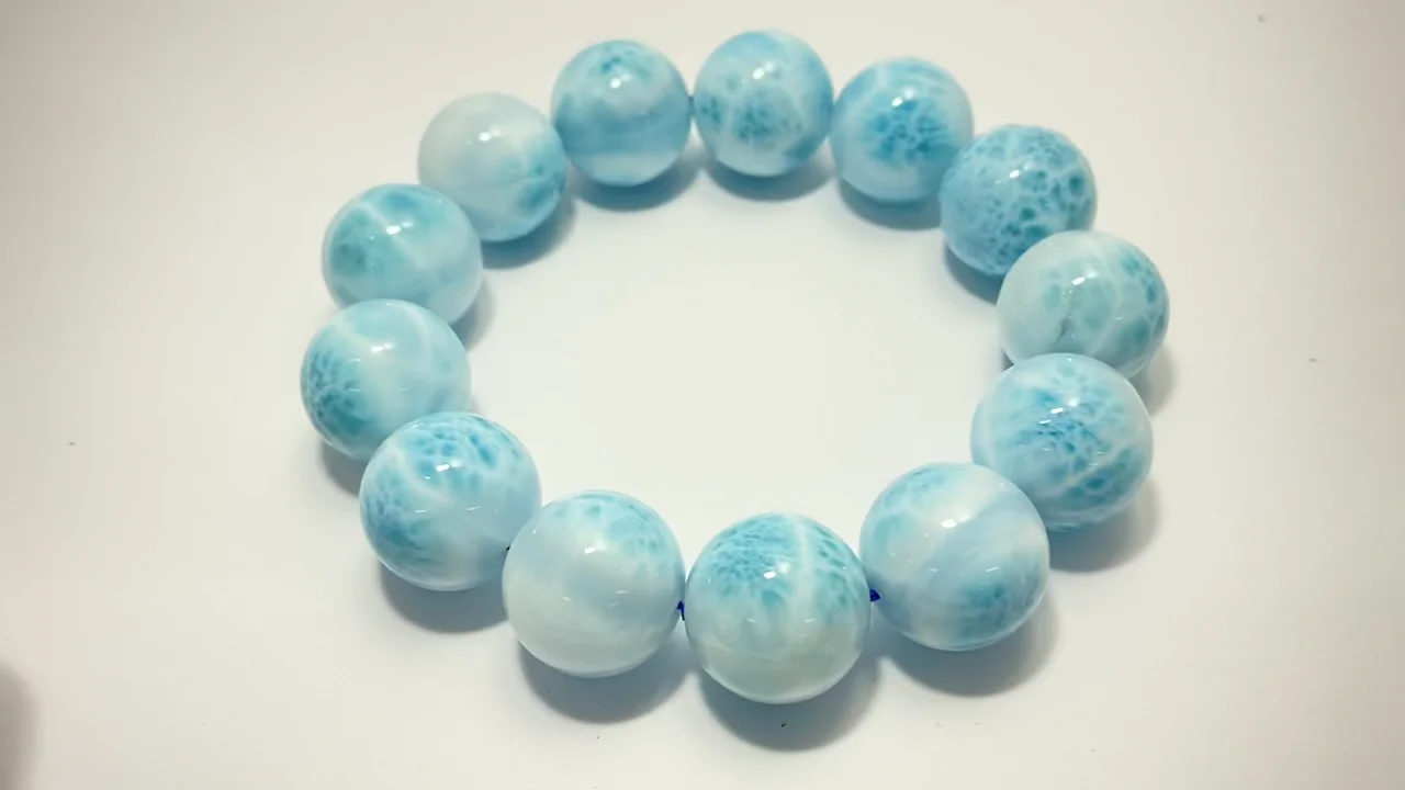 【匿名、即日発送】ラリマー　18ミリ　穴なし　台座付き ラリマーブレスレット 12mm｜マライカ公式通販