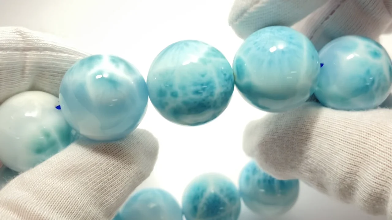 動画】【1点もの】ラリマーAAA ラウンド18.5mm 1連(ブレス) NO.507