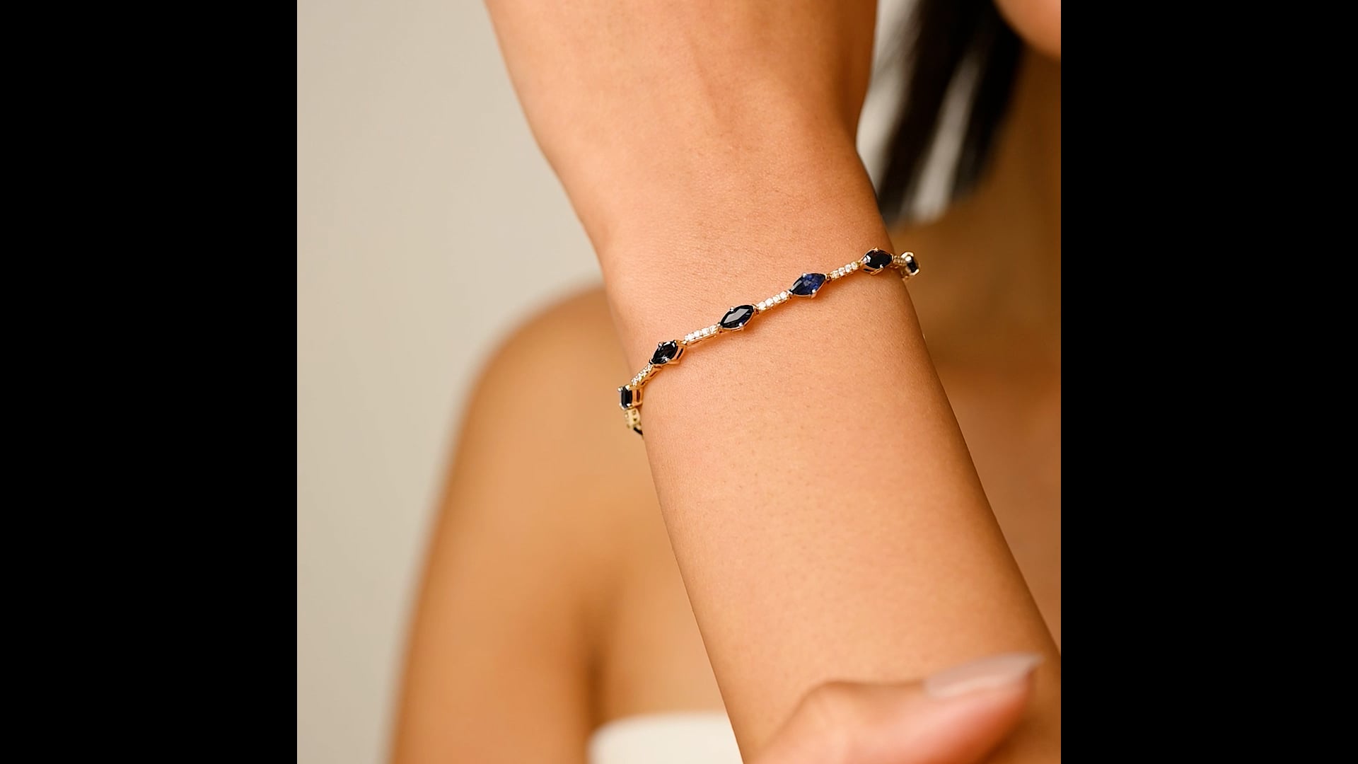 Bracelet Fin En Tanzanite Plaqué Or 14k - Raffiné, Pierre Violette, Marque Rose-Mimosa