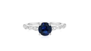 1.10 Carat Sapphire Ring with .15 ct. t.w. Diamonds in 14kt White Gold