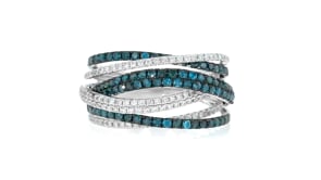1.20 ct. t.w. White and Blue Diamond Highway Ring in 14kt White Gold