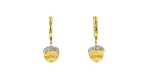 .50 ct. t.w. Diamond Acorn Hoop Drop Earrings in 18kt Gold Over Sterling