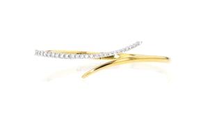 1.00 ct. t.w. Diamond Bypass Bangle Bracelet in Sterling Silver and 18kt Gold Over Sterling