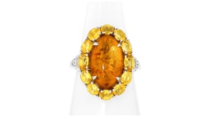 Amber and 2.30 ct. t.w. Citrine Ring with White Zircons in Sterling Silver