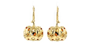 Multi-Gemstone Pumpkin Drop Earrings in 18kt Gold Over Sterling