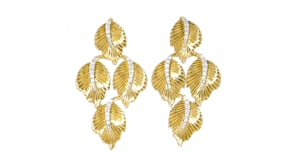 .25 ct. t.w. Diamond Leaf Drop Earrings in 18kt Gold Over Sterling