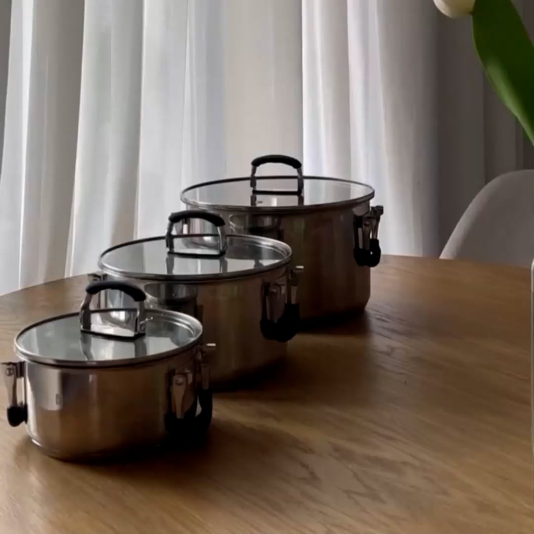 מערכת סירים מתקפלים - 6 חלקים, נירוסטה