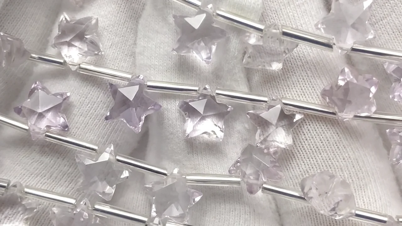 動画】宝石質ピンクアメジストAAA- スターカット8×8mm 1連(8粒