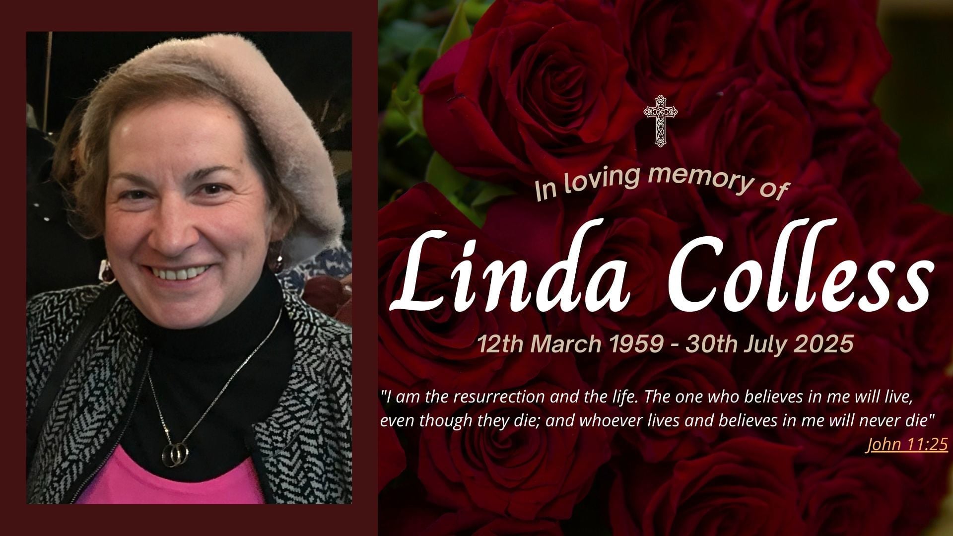 Funeral livestream of the late Linda Colless