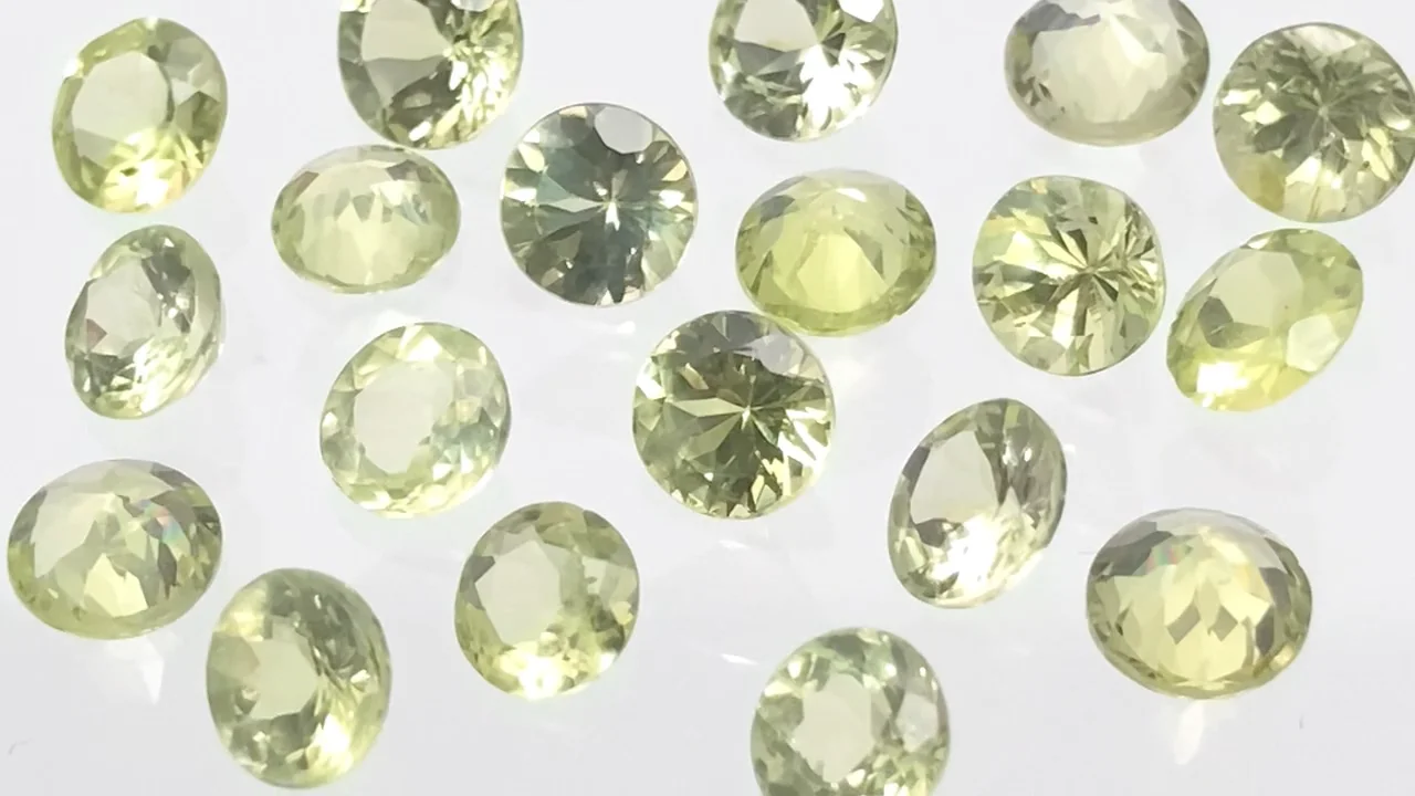 動画】宝石質クリソベリルAAA ルース ラウンドファセットカット4~5mm 1