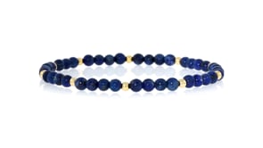 4-4.5mm Lapis Bead Stretch Bracelet with 14kt Yellow Gold