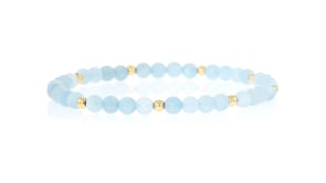 20.00 ct. t.w. Aquamarine Bead Stretch Bracelet with 14kt Yellow Gold