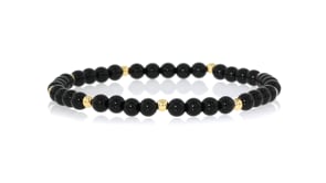 4-4.5mm Onyx Bead Stretch Bracelet with 14kt Yellow Gold