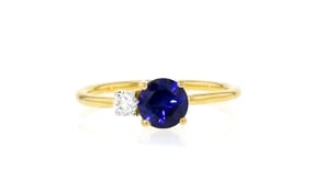 1.00 Carat Lab-Grown Sapphire and .10 Carat Lab-Grown Diamond Ring in 18kt Gold Vermeil