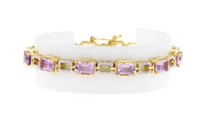 9.50 ct. t.w. Amethyst Link Bracelet in Sterling Silver and 18kt Gold Over Sterling