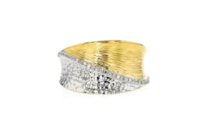 .10 ct. t.w. Diamond Striped Ring in Sterling Silver and 18kt Gold Over Sterling