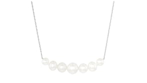 5-9mm Cultured Pearl Bar Necklace in 14kt White Gold