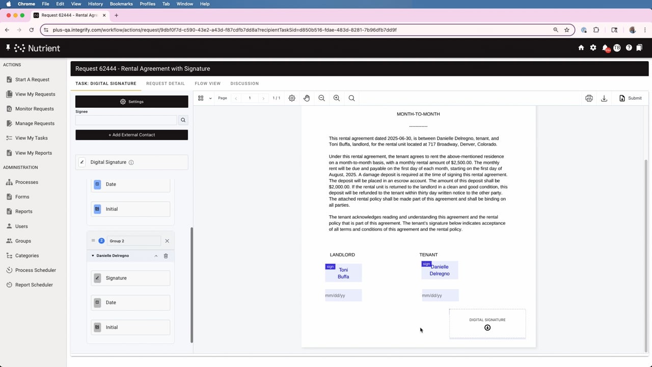 Electronic Signatures in Nutrient Workflow