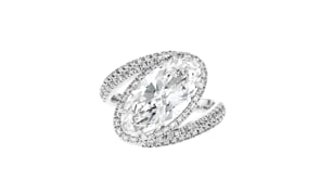 4.75 ct. t.w. Oval Lab-Grown Diamond Asymmetrical Ring in Platinum