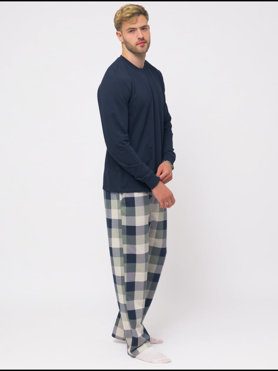 סט פיג’מה משבצות דקה