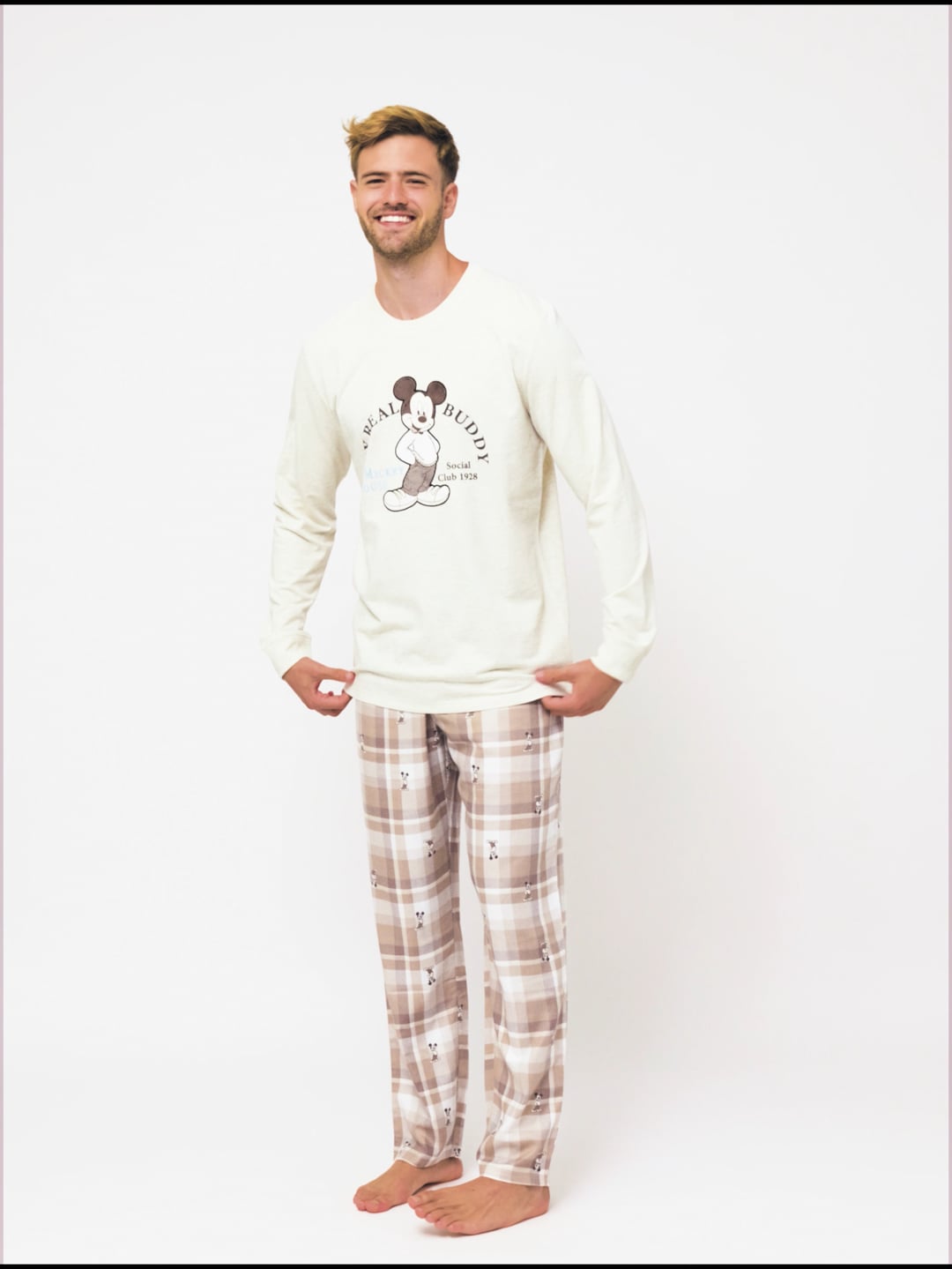 סט פיג’מה ארוכה דקה MICKEY