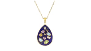Lapis and .99 ct. t.w. Multi-Gemstone Pendant Necklace in 18kt Gold Over Sterling