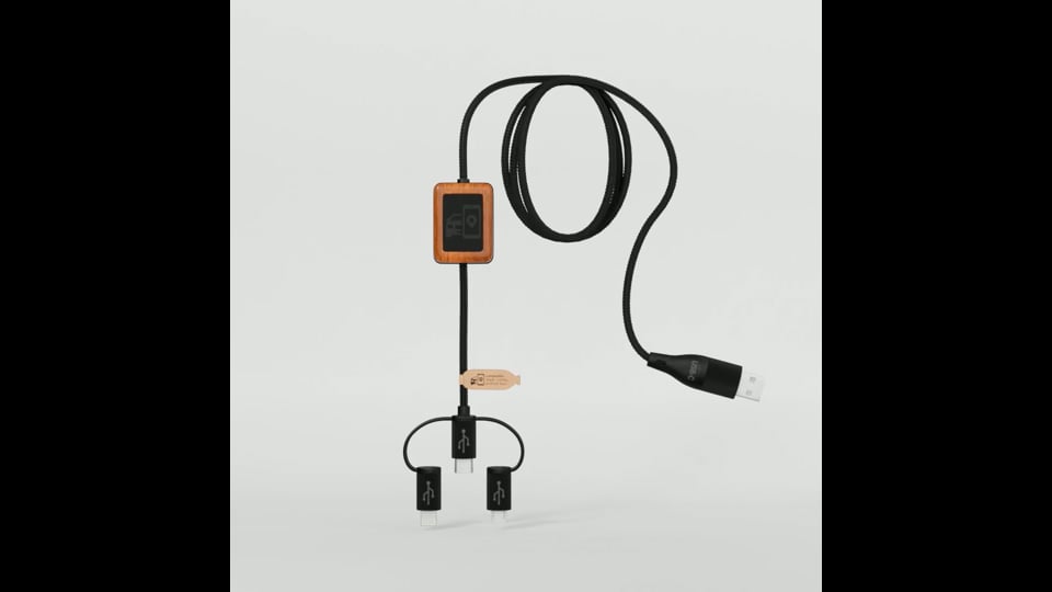 CÂBLE PERSONNALISABLE 3 EN 1 LOGO LUMINEUX 'KIPA CARPLAY'