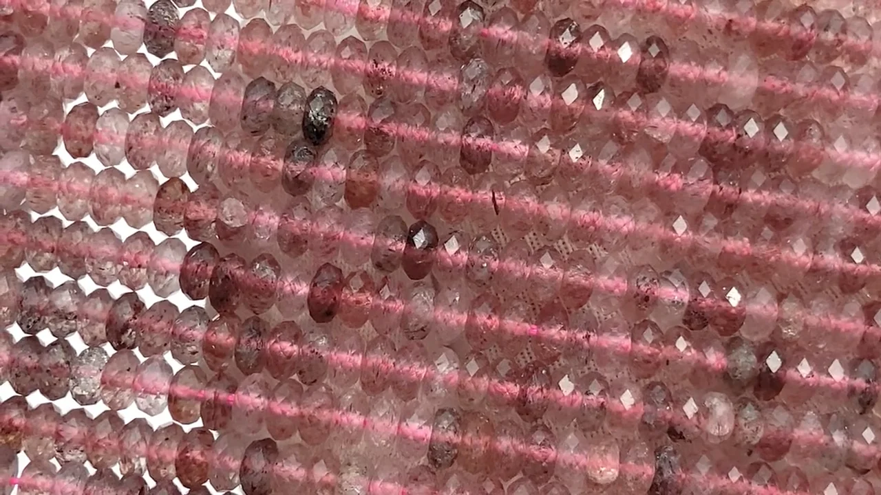 ピンクエピドート ボタンカット4×4×2mm 1連｜天然石ビーズの卸問屋