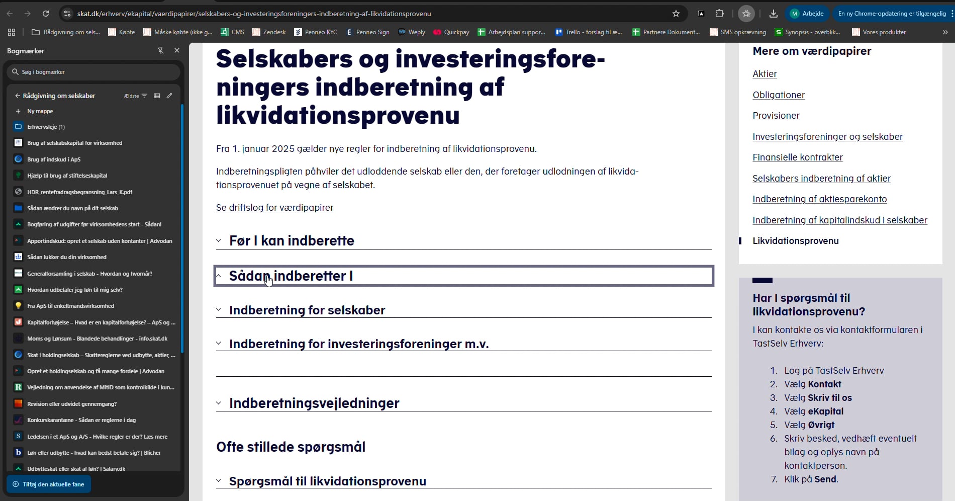 Likvidationsprovenu indberetning heraf
