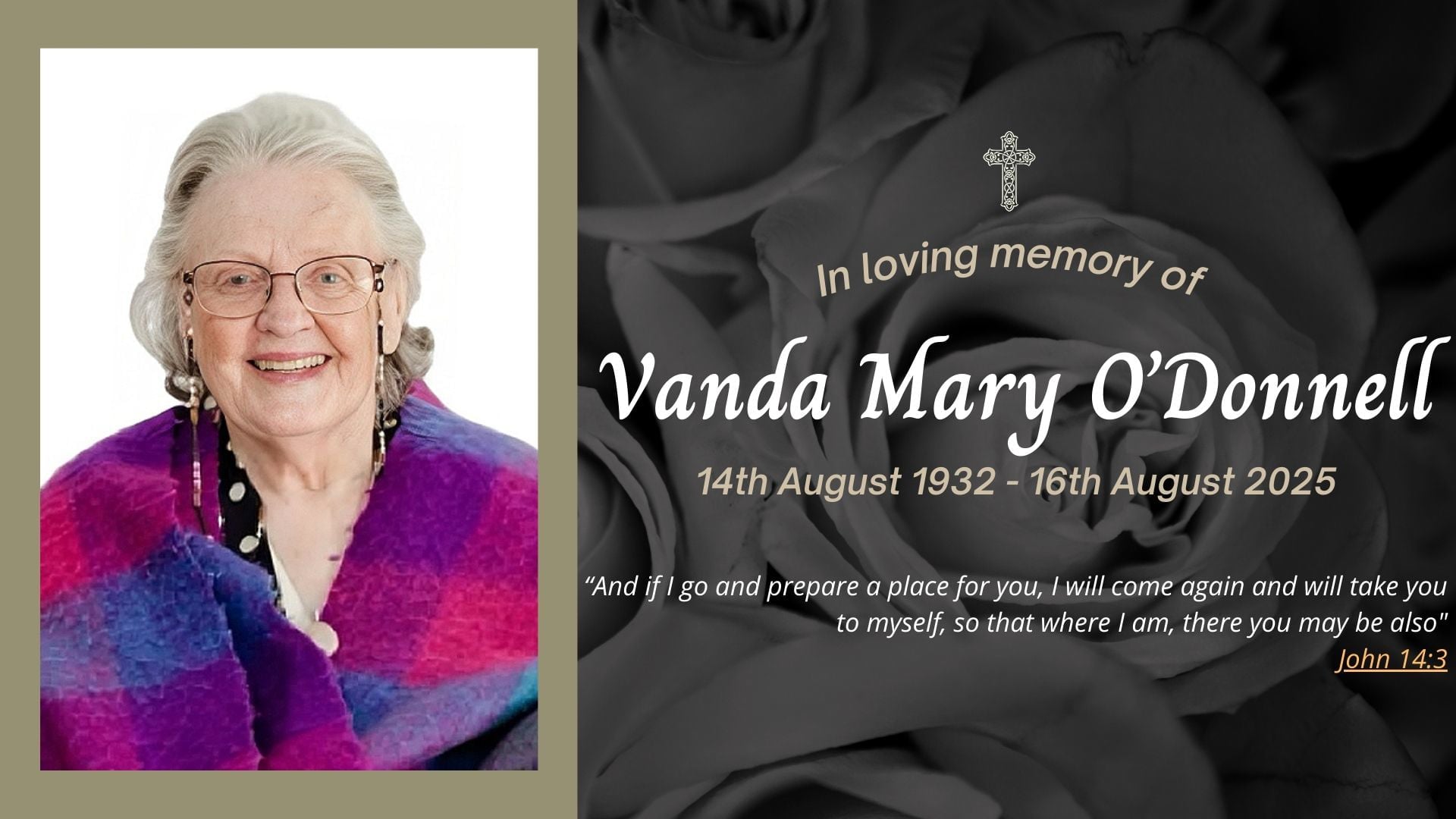 Funeral livestream of the late Vanda Mary O’Donnell