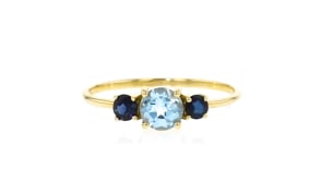.50 Carat Sky Blue Topaz Ring with .20 ct. t.w. Sapphires in 10kt Yellow Gold