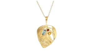 .70 ct. t.w. Multi-Gemstone Leaf Pendant Necklace in 18kt Gold Over Sterling