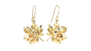 1.37 ct. t.w. Multi-Gemstone Leaf Drop Earrings with Lab-Grown Diamonds in 18kt Gold Over Sterling