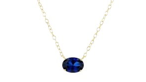 .70 Carat Oval Lab-Grown Sapphire Necklace in 18kt Gold Vermeil