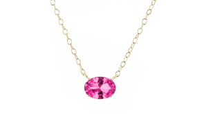 .60 Carat Oval Lab-Grown Pink Sapphire Necklace in 18kt Gold Vermeil