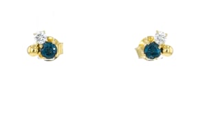 .40 ct. t.w. London Blue Topaz and .16 ct. t.w. Lab-Grown Diamond Earrings in 18kt Gold Vermeil