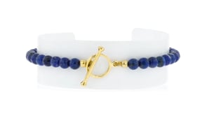 3.5-4mm Lapis Bead Charm-Compatible Toggle Bracelet in 18kt Gold Over Sterling