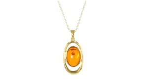 Amber Pendant Necklace in 18kt Gold Over Sterling