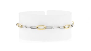Sterling Silver and 18kt Gold Over Sterling Paper Clip Link Bracelet