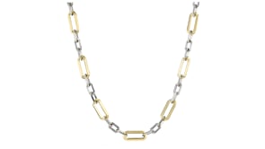 Sterling Silver and 18kt Gold Over Sterling Paper Clip Link Necklace