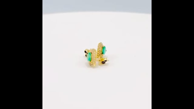 Brinco em Ouro Amarelo 18k com Esmeralda e Brilhantes